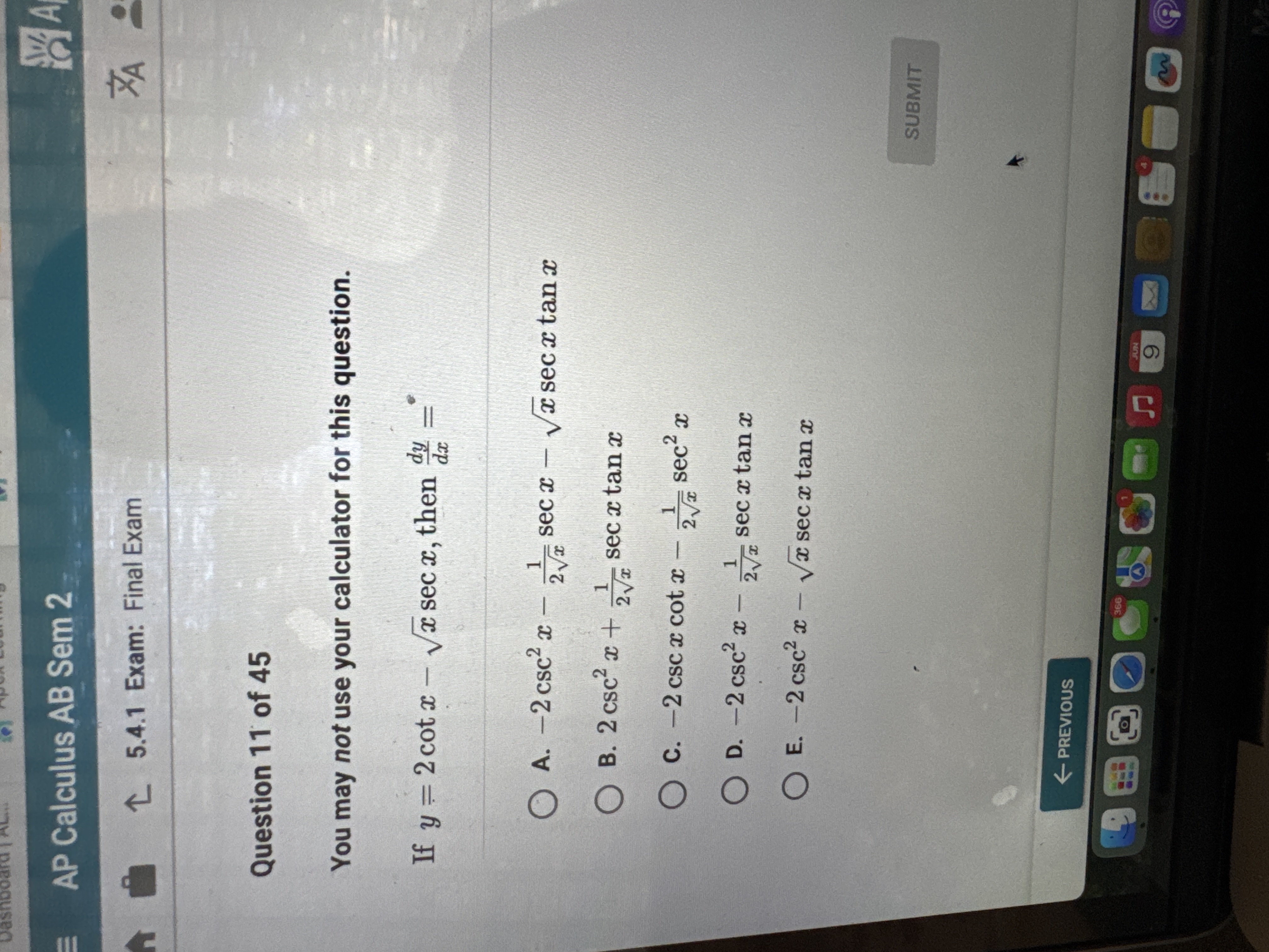 Question 1 1 o f 4 5 You may not use your