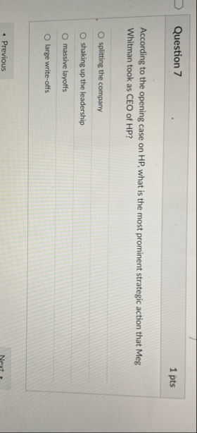 Question 7 1 pts According to the opening case on