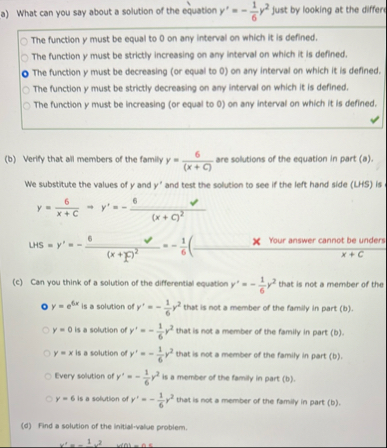 a ) What can you say about a solution of the