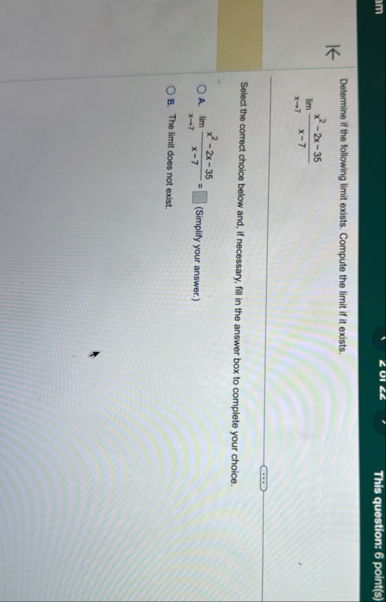 This question: 6 point ( s ) Determine if the