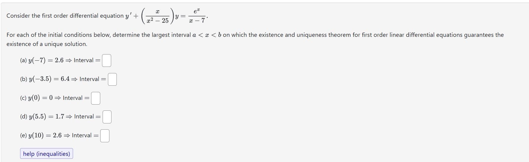 Consider the first order differential equation y