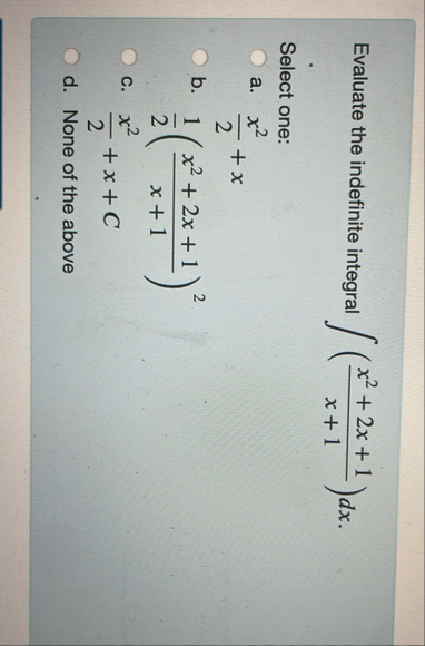 Evaluate the indefinite integral ( x 2 2 x 1 x 1