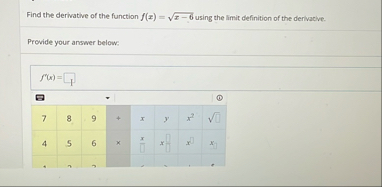Find the derivative of the function f ( x ) = x -