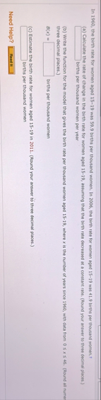 In 1 9 6 0 , the birth rate for women aged 1 5 -