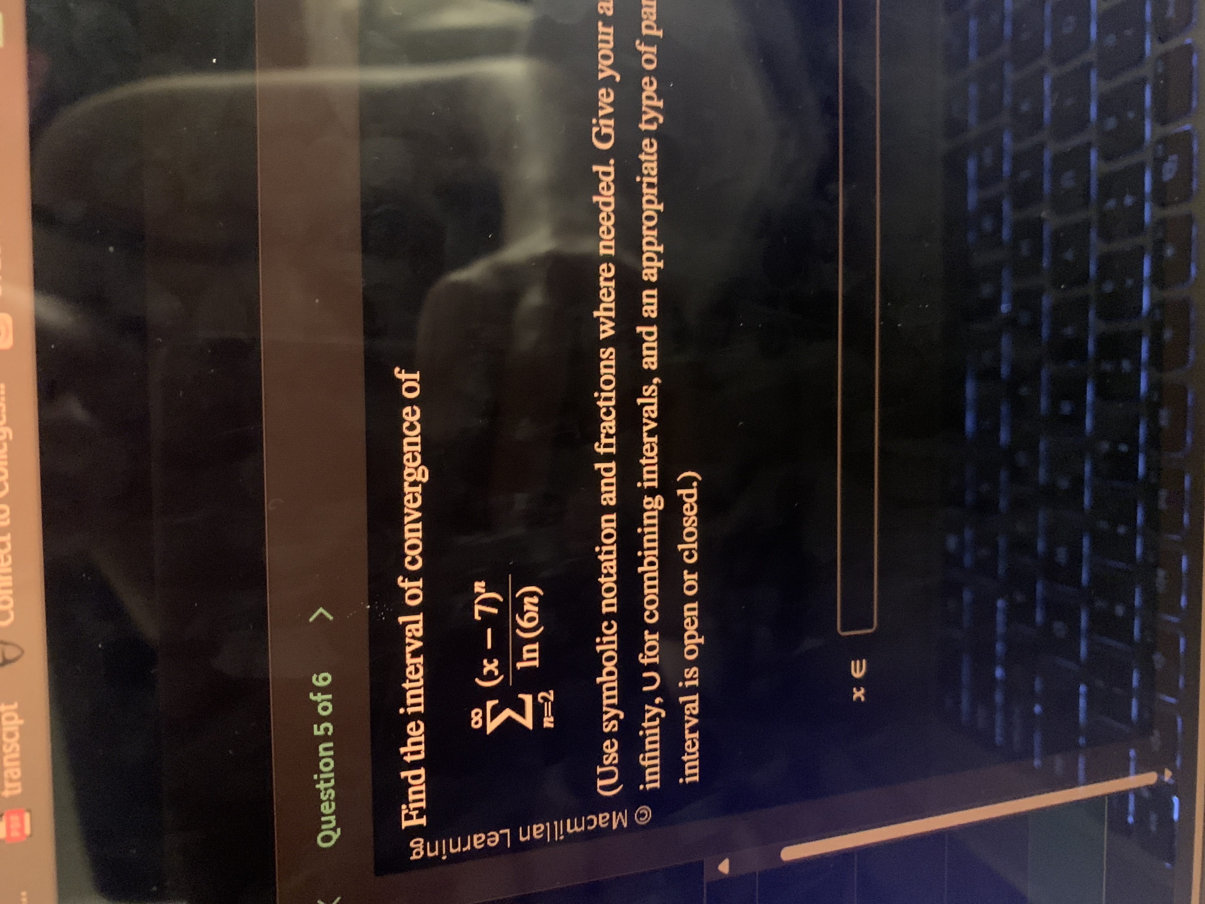 Question 5 o f 6 b o Find the interval o f