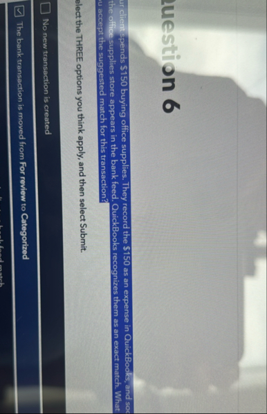 Luestion 6 ur client spends $ 1 5 0 buying office