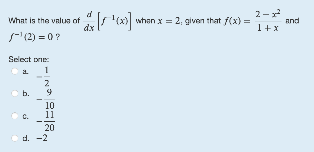 What i s the value o f d d x [ f - 1 ( x ) ] when