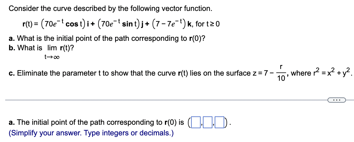 Consider the curve described b y the following