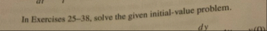 In Exercises 2 5 - 3 8 , solve the given initial