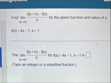 Find lim h 0 f ( x h ) - f ( x ) h for the given