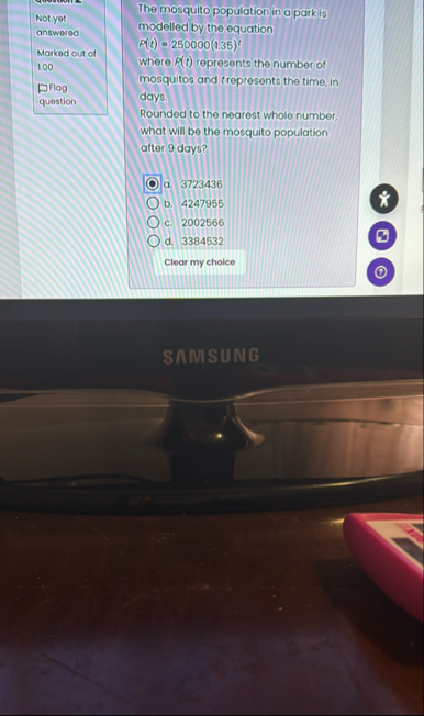 The mosquito population in a park is modelled by