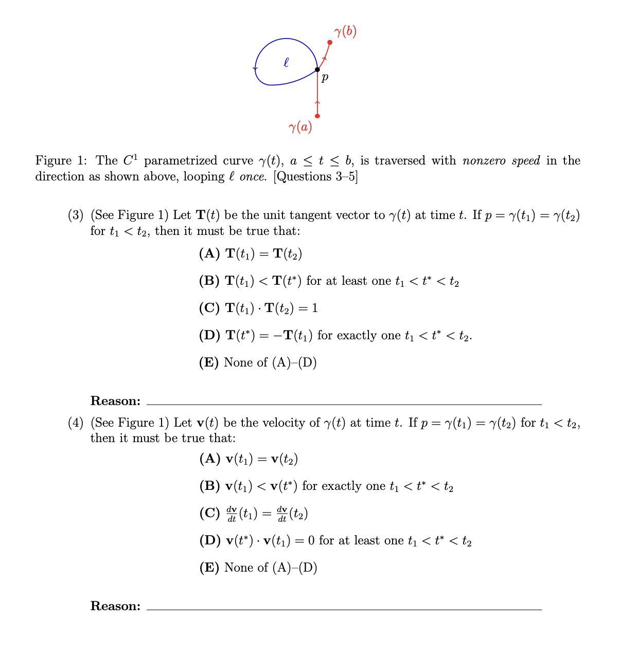 Figure 1 : The C 1 parametrized curve ( t ) , a t