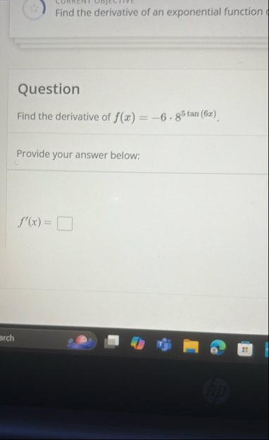 Find the derivative of an exponential function