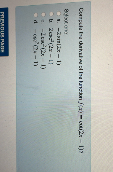 Compute the derivative of the function f ( x ) =