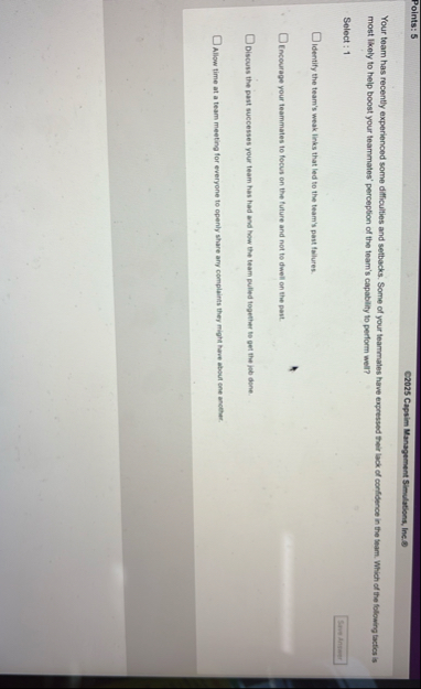 Points: 5 C 2 0 2 5 Capsim Management