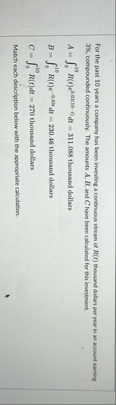 For the past 1 0 years a company has been