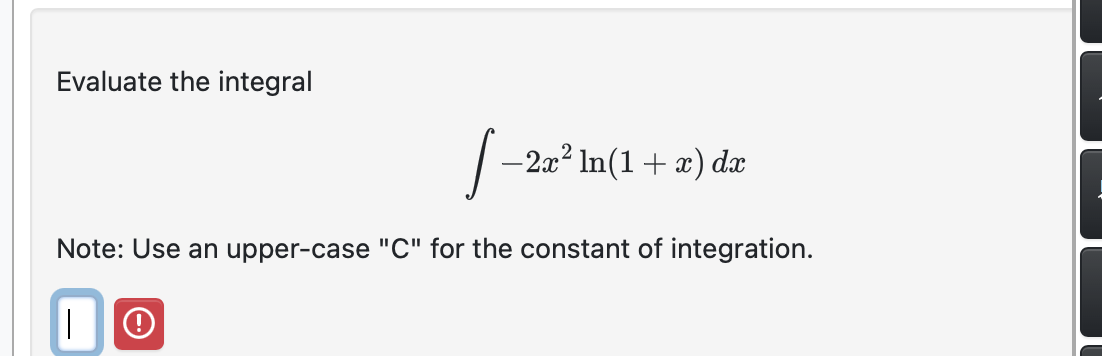 Evaluate the integral - 2 x 2 l n ( 1 + x ) d x