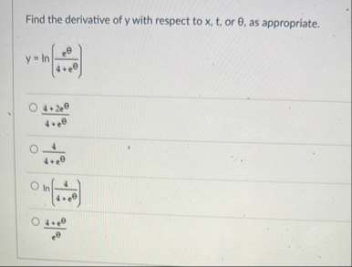 Find the derivative of y with respect to x , t ,