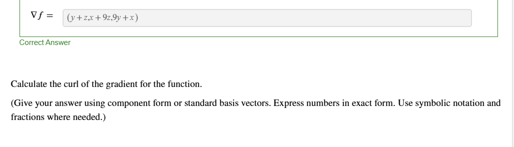 Calculate the curl of the gradient for the