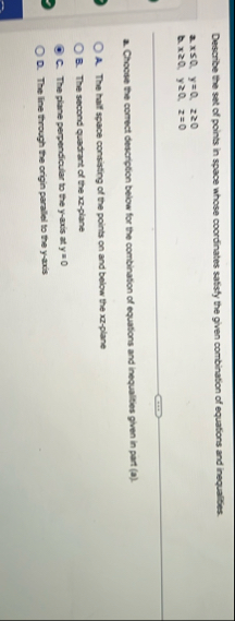 Describe the set of points in space whose