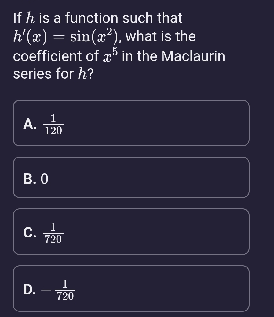 If h is a function such that h ' ( x ) = s i n (