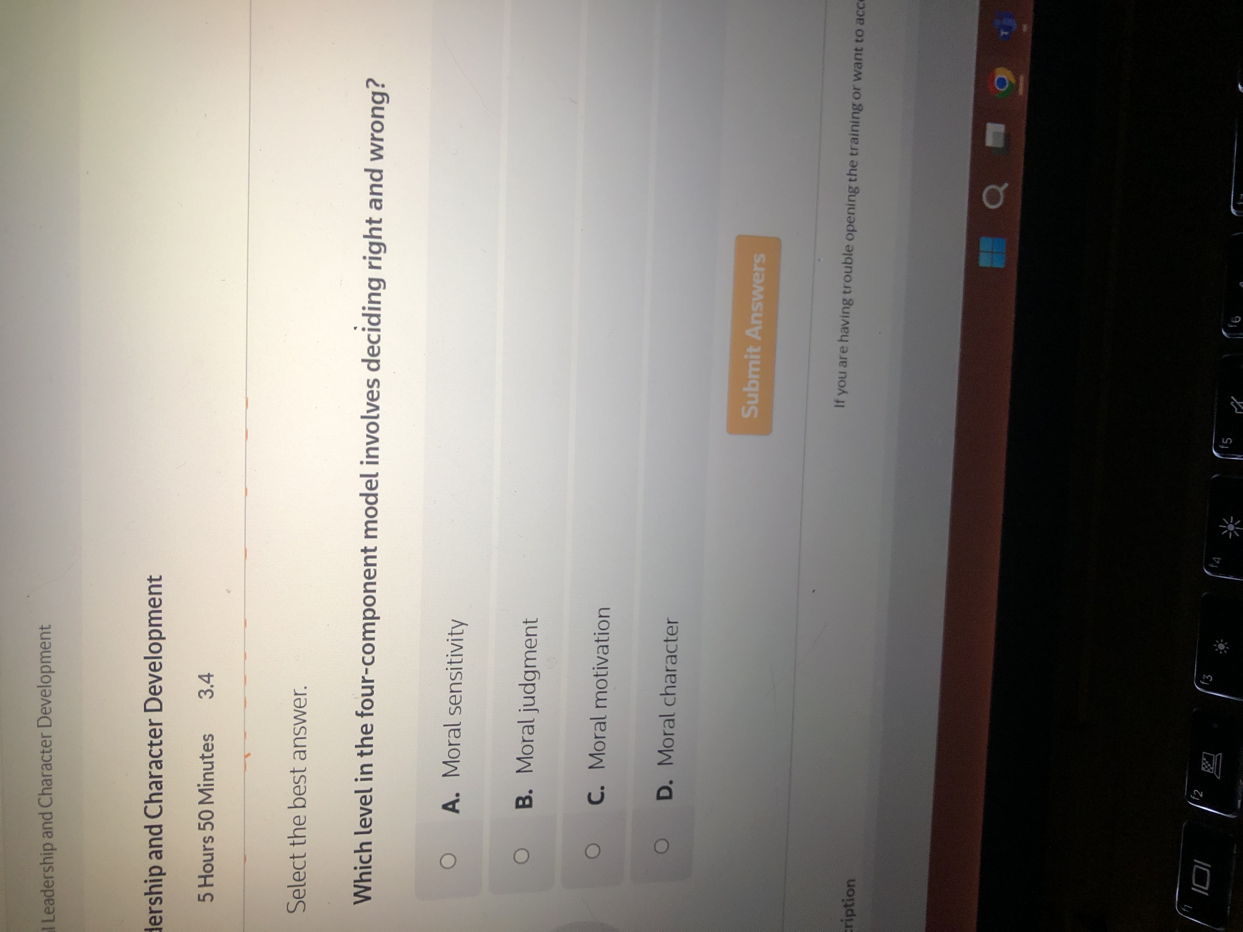 Select the best answer. Which level in the four -