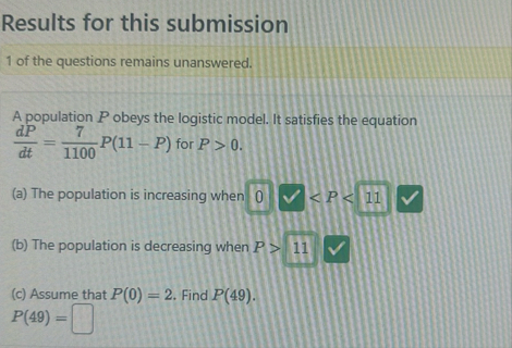 Results for this submission 1 of the questions