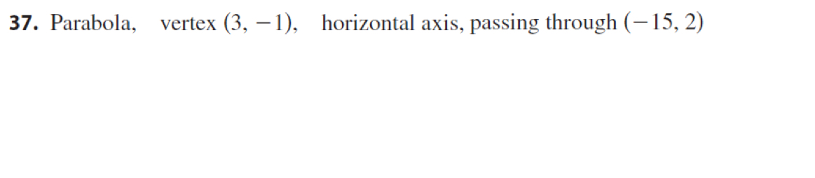 Find an equation for the conic Parabola, vertex (