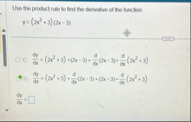 Use the product rule to find the derivative of