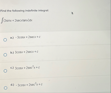 Find the following indefinite integral: ( 3 s i n