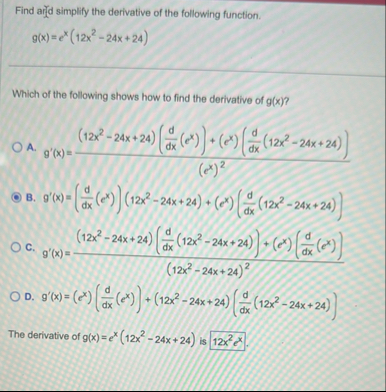 Find ard simplify the derivative of the following
