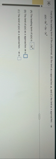 Find ( A ) the leading term of the polynomial, (