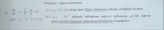 Ba langs - de er probleminin d y d t = 1 t 2 - y