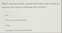 Which enzyme kinetic variable describes how