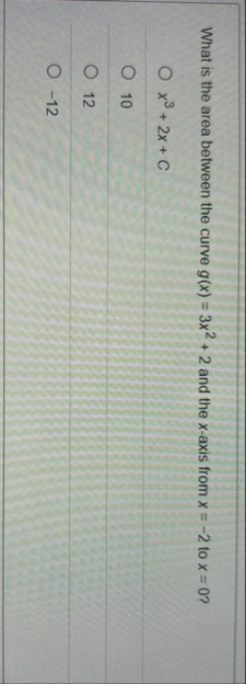 What is the area between the curve g ( x ) = 3 x