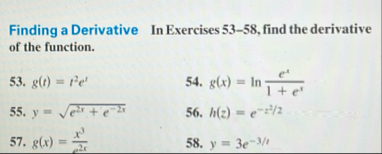 Finding a Derivative In Exercises 5 3 - 5 8 ,