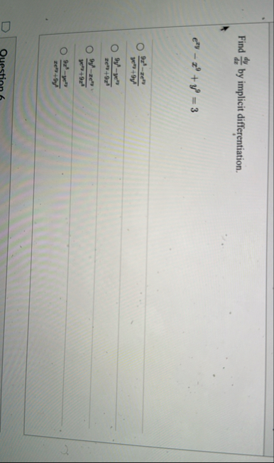Find d y d x by implicit differentiation. e x y -