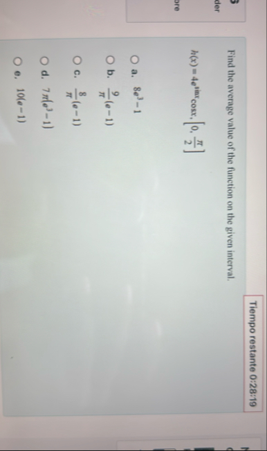 Tiempo restante 0 : 2 8 : 1 9 Find the average