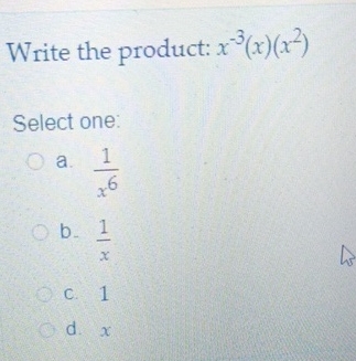 Write the product: x - 3 ( x ) ( x 2 ) Select
