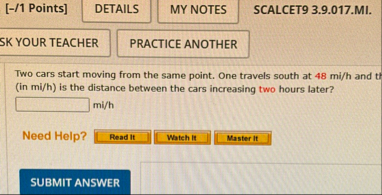[ - / 1 Points ] SCALCET 9 3 . 9 . 0 1 7 . MI .