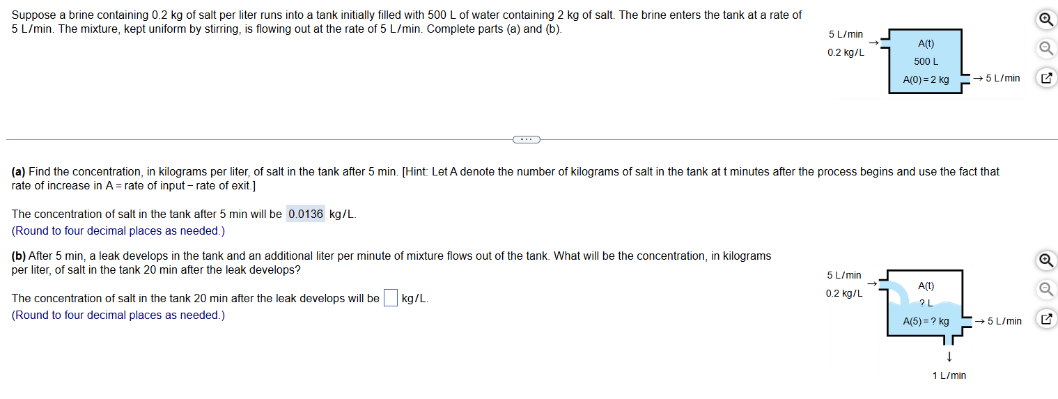 Suppose a brine containing 0 . 2 k g o f salt per