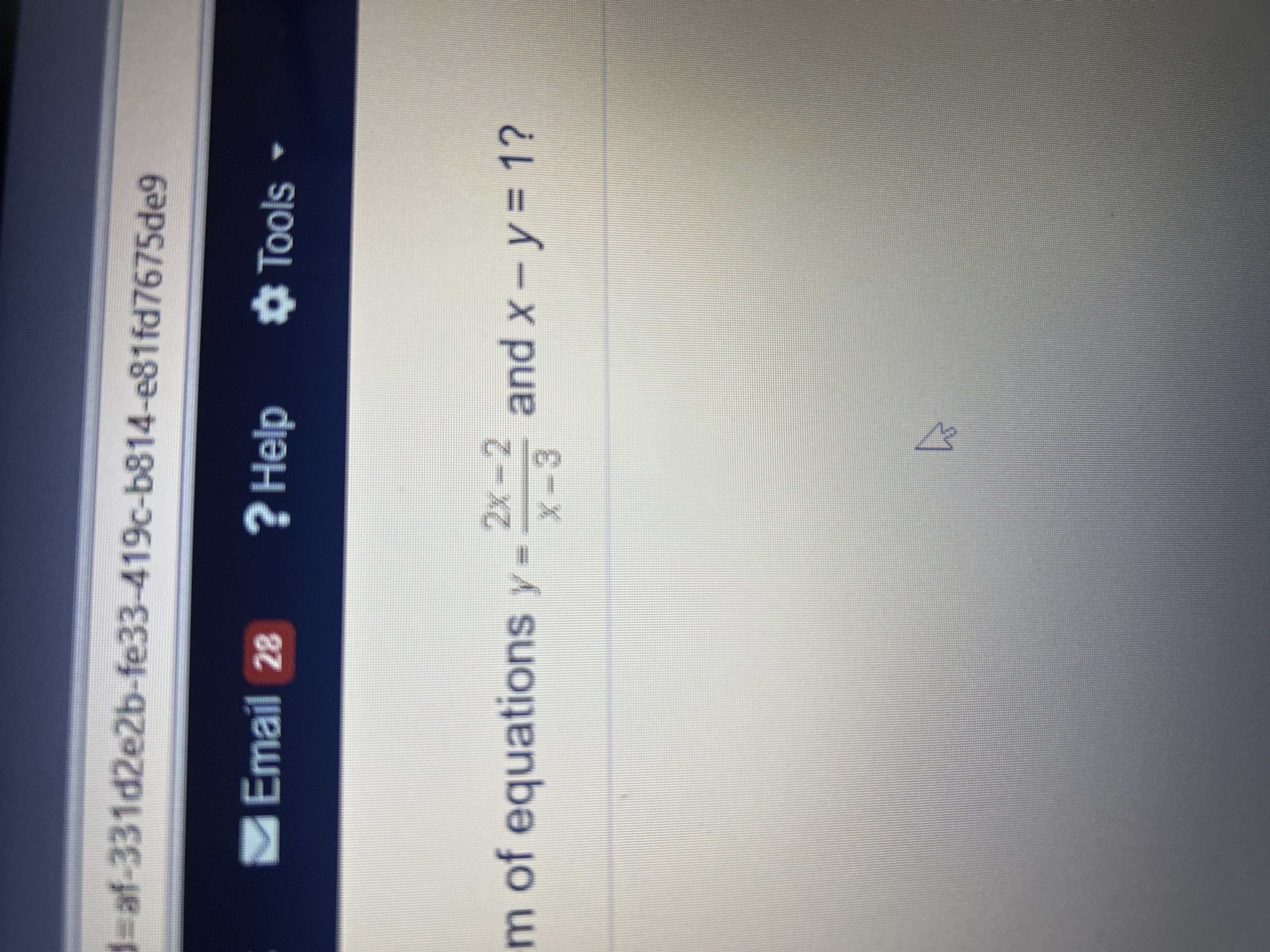 m o f equations y = 2 x - 2 x - 3 and x - y = 1 ?