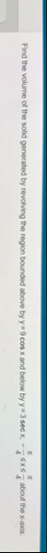 Find the volume of the solid generated by