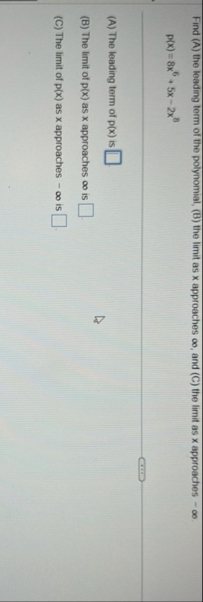 Find ( A ) the leading term of the polynomial, (