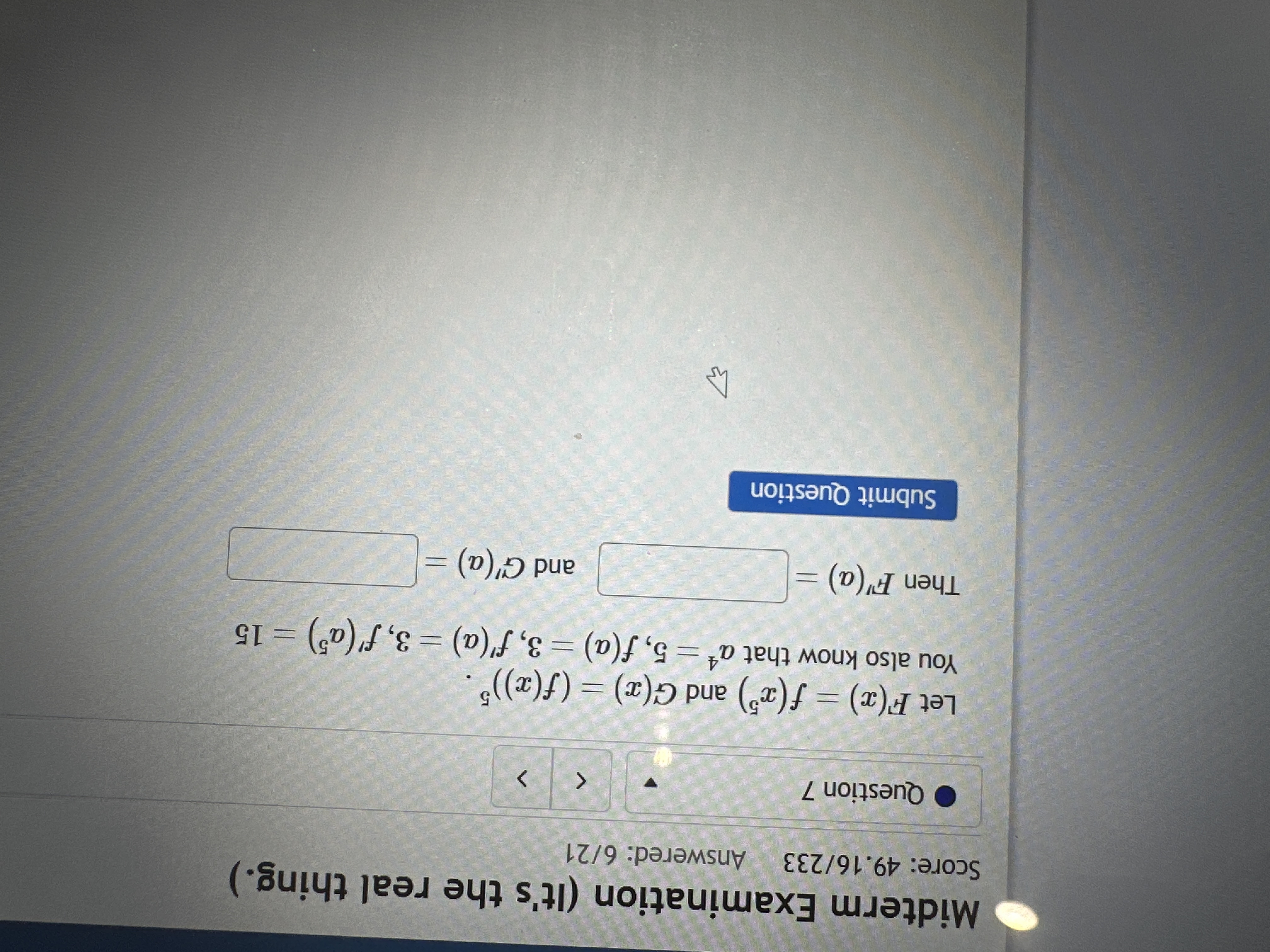 Let F ( x ) = f ( x 5 ) and G ( x ) = ( f ( x ) )