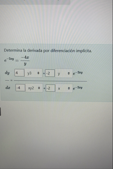 Determina la derivada por diferenciaci n impl