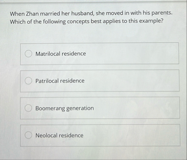 When Zhan married her husband, she moved in with