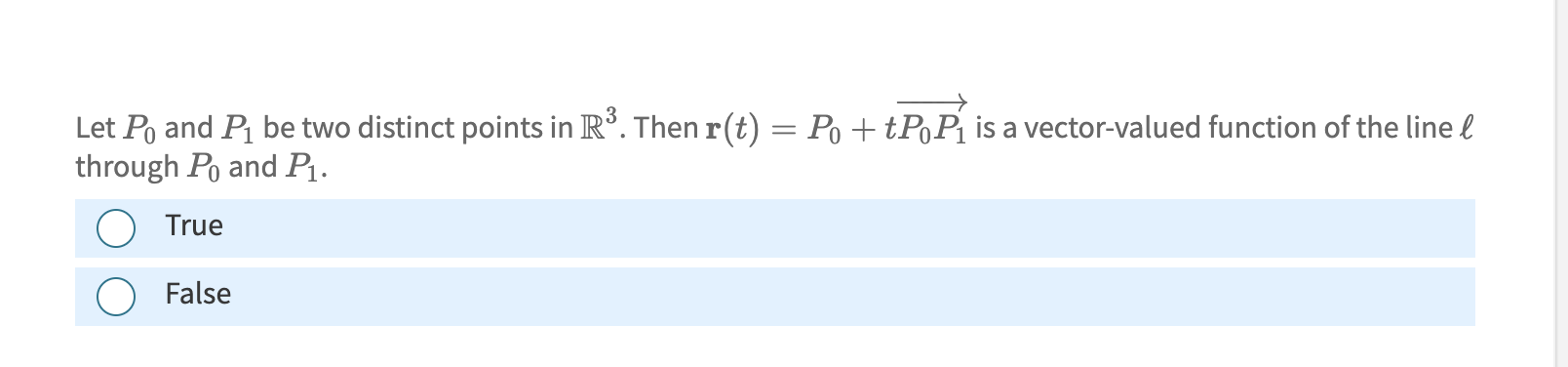 Let P 0 and P 1 b e two distinct points i n R 3 .