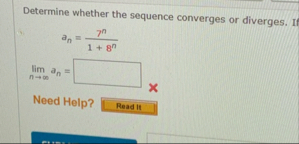 Determine whether the sequence converges or