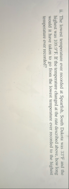 ii . The lowest temperature ever recorded at